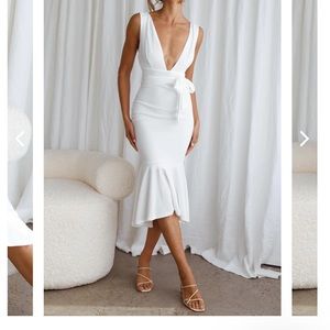 BRAND NEW Selfie Leslie sorry not sorry wide strap flounce dress white